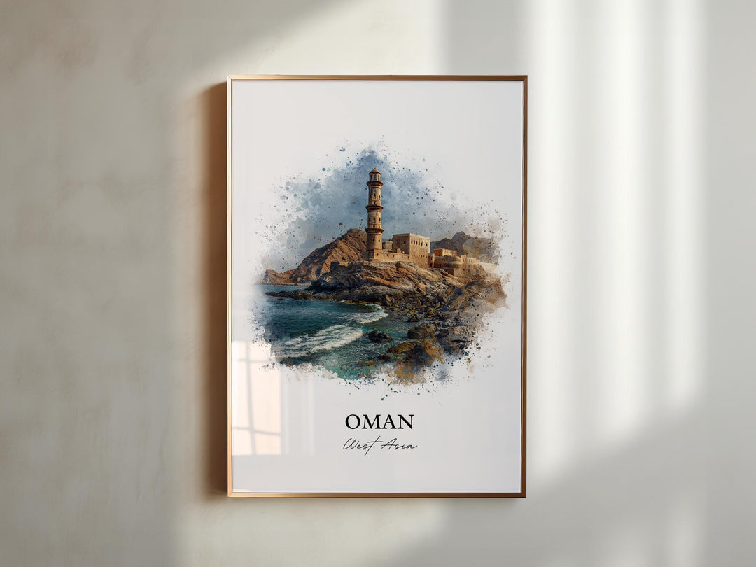 Oman Wall Art, Oman Print, Oman Watercolor Art, Oman Country Gift, Travel Print, Travel Poster, Housewarming Gift