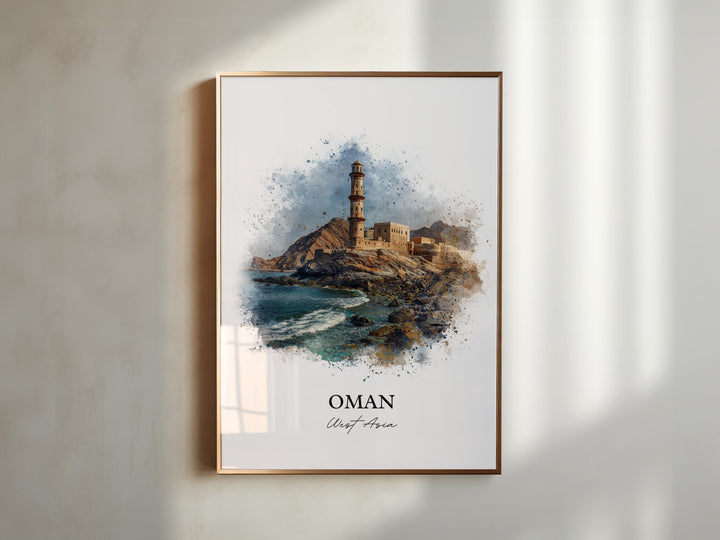 Oman Wall Art, Oman Print, Oman Watercolor Art, Oman Country Gift, Travel Print, Travel Poster, Housewarming Gift