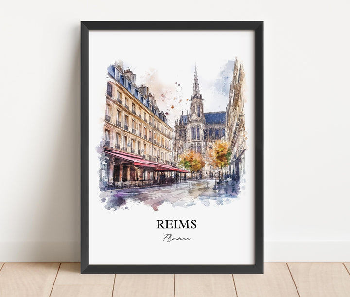 Reims France Wall Art, Grand Est Region Print, France Watercolor Art, Reims France Gift, Travel Print, Travel Poster, Housewarming Gift