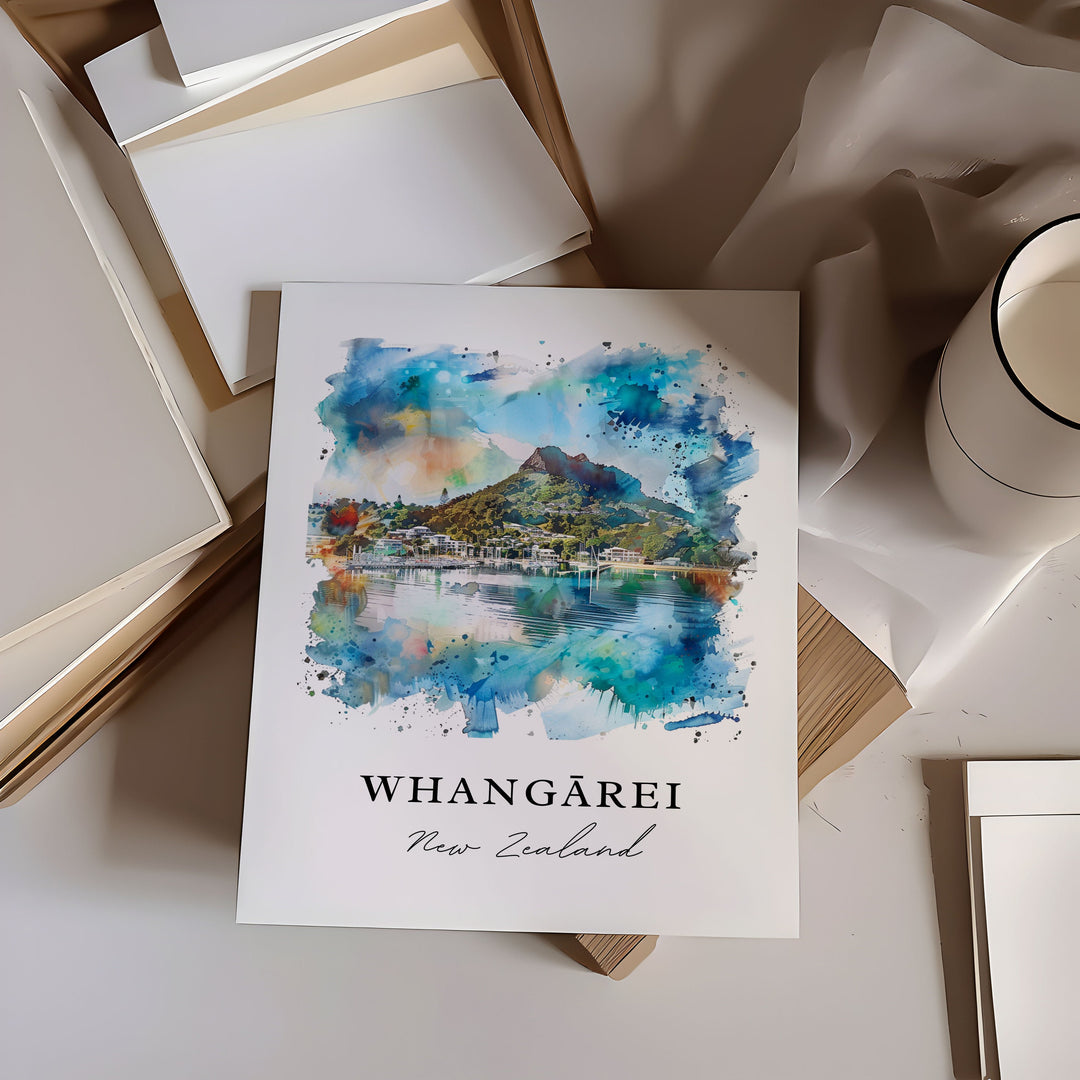 Whangarei Wall Art, Whangarei NZ Print, Whangarei Watercolor, Whangarei New Zealand Gift,