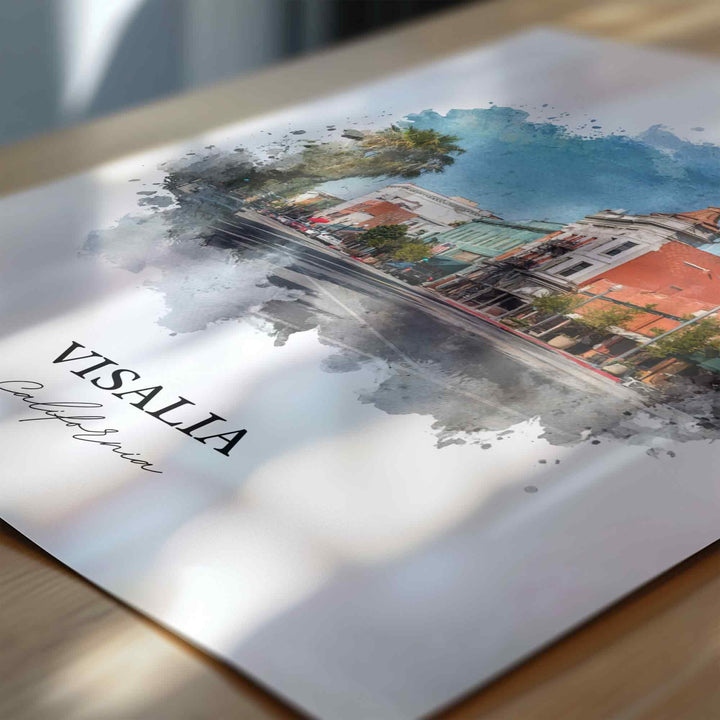 Visalia, California – Watercolor Art Print