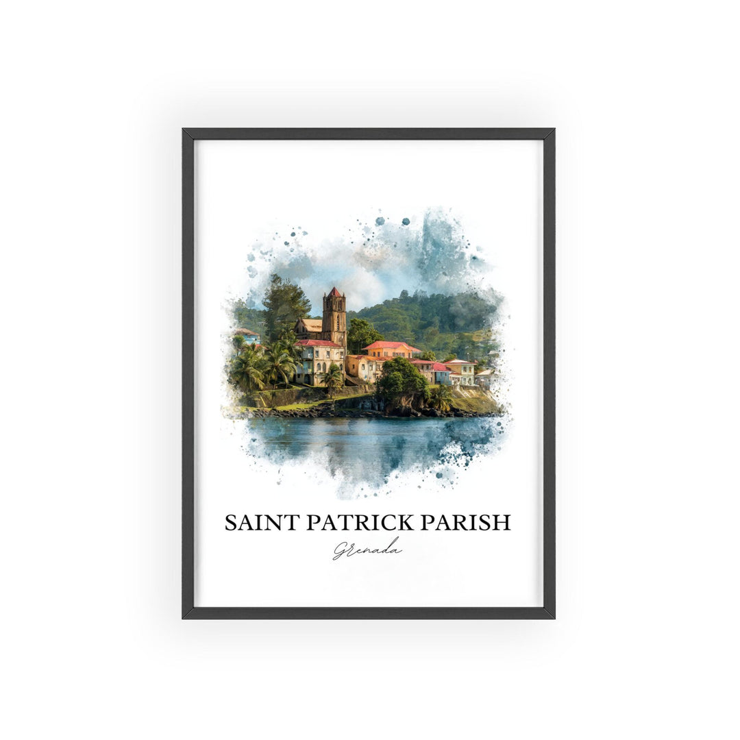 Saint Patrick Parish Wall Art, Grenada Print, Grenada Watercolor Art, Grenada Gift, Grenada Travel Print, Travel Poster, Housewarming Gift