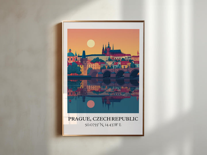 Prague Art, Prague CZ Retro Travel Art, Prague Home Decor, Prague Gift, Czech Republic Travel Art, Travel Prints, Housewarming Gift