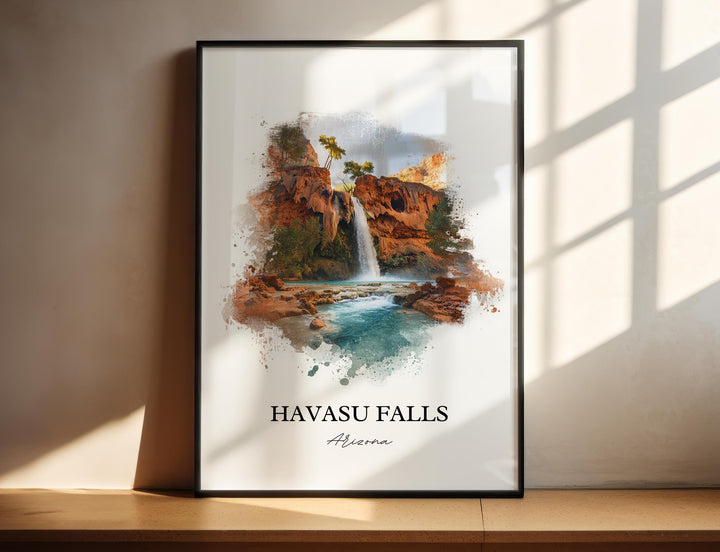 Havasu Falls Wall Art, Grand Canyon AZ Print, Arizona Watercolor Art, Havasu Falls Gift, Travel Print, Travel Poster, Housewarming Gift