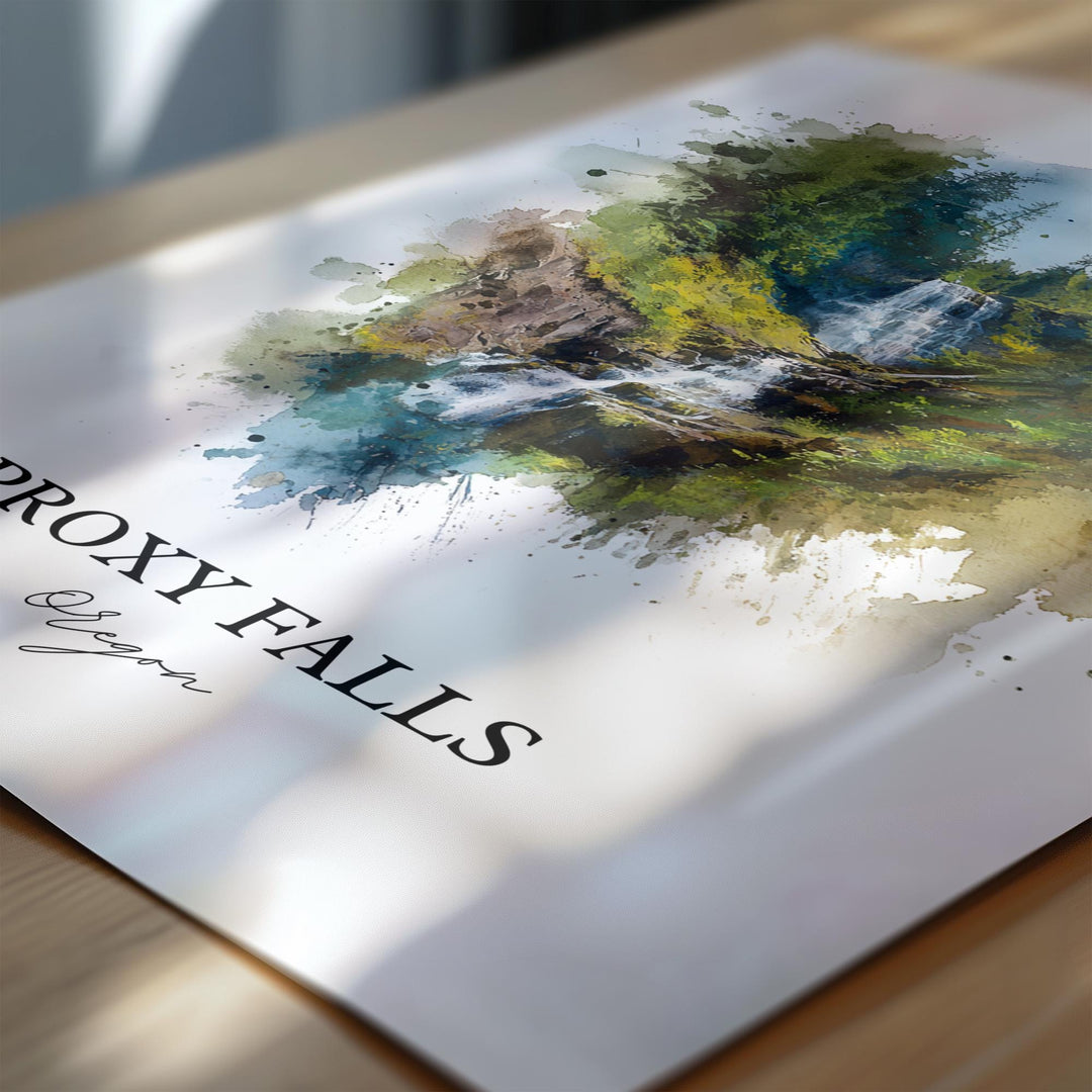 Proxy Falls, Oregon, USA – Watercolor Art Print