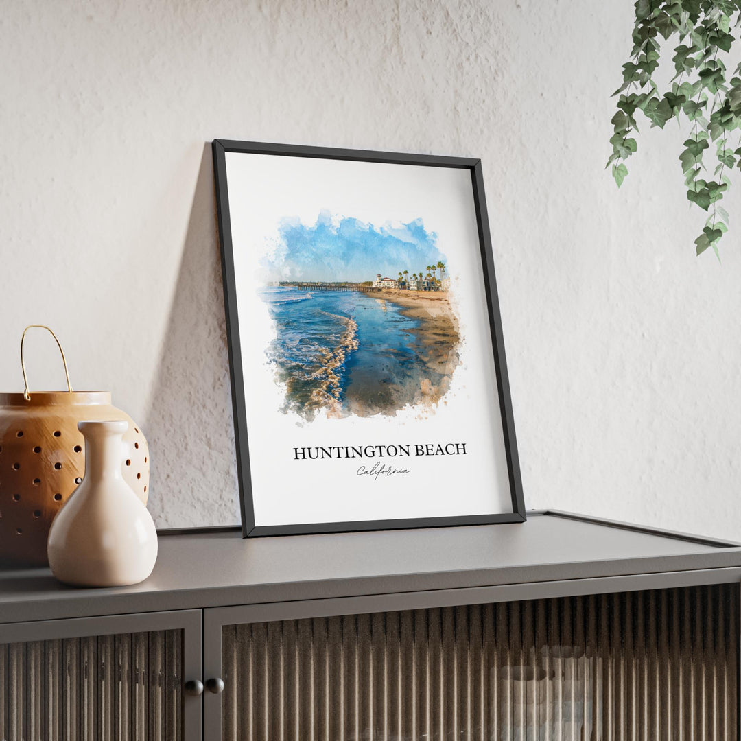 Huntington Beach Wall Art, California Print, Los Angeles Watercolor Art, LA Gift, Travel Print, Travel Poster, Housewarming Gift