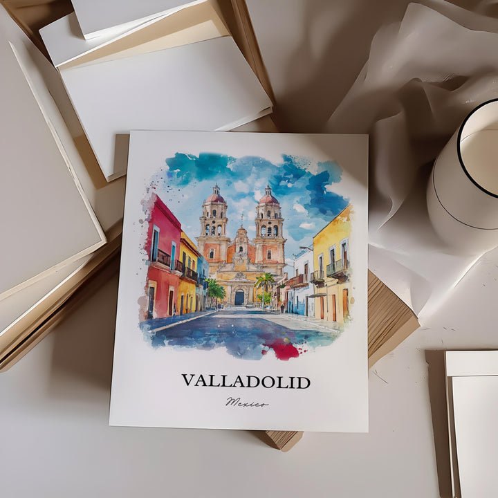 Valladolid Wall Art, Yucatán Peninsula Prints, Mexico Watercolor Art, Valladolid Mexico Gift, Travel Print, Travel Poster, Housewarming Gift