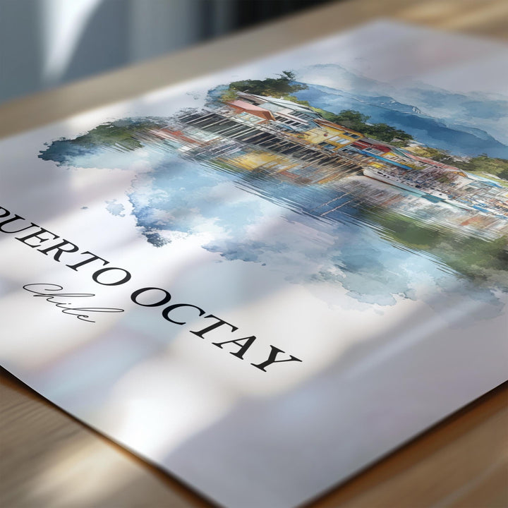 Puerto Octay Wall Art, Llanquihue Lake Print, Chile Watercolor Art, Puerto Octay Gift, Travel Print, Travel Poster, Housewarming Gift