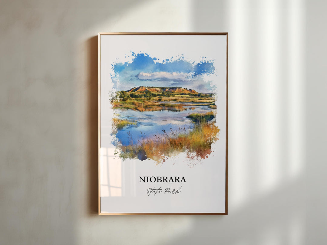 Niobrara State Park Wall Art, Knox County NE Print, Nebraska Watercolor, Niobrara Park Gift, Travel Print, Travel Poster, Housewarming Gift