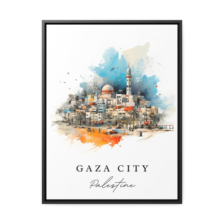 Gaza City traditional travel art - Palestine, Gaza poster print, Gaza City Wedding gift, Birthday present, Custom Text, Perfect Gift