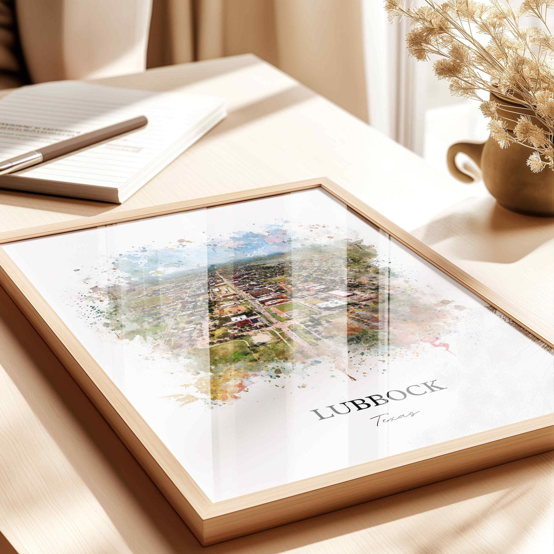 Lubbock, Texas – Watercolor Art Print