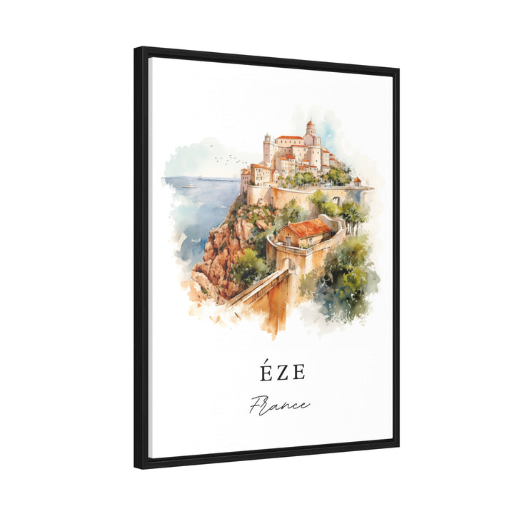 Eze traditional travel art - France, Eze poster print, Wedding gift, Birthday present, Custom Text, Perfect Gift