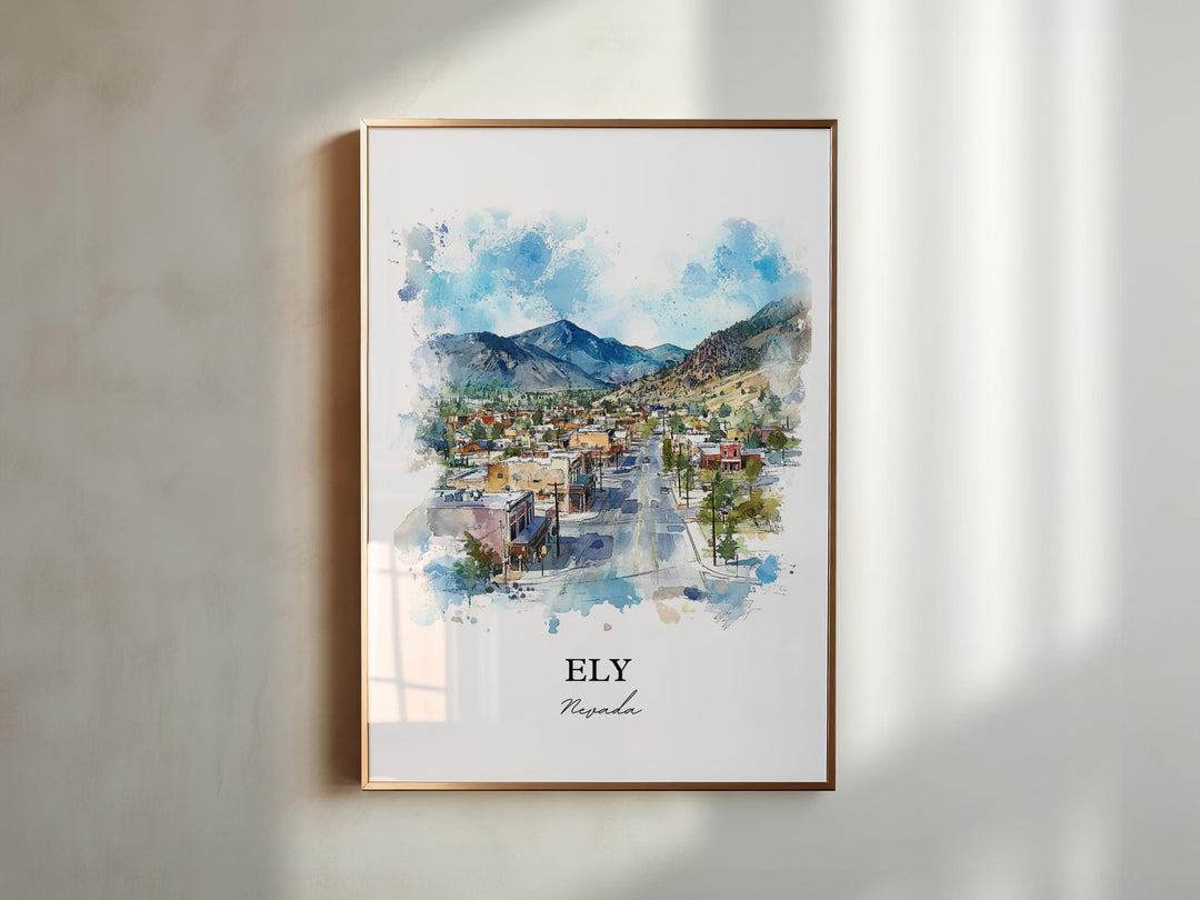 Ely Nevada Wall Art, Ely NV Print, Nevada Watercolor Art, White Pine County Gift, Travel Print, Travel Poster, Housewarming Gift