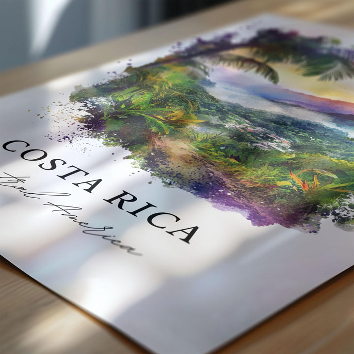 Costa Rica Wall Art, Costa Rica Country Print, Costa Rica Watercolor, Central America Gift, Travel Print, Travel Poster, Housewarming Gift