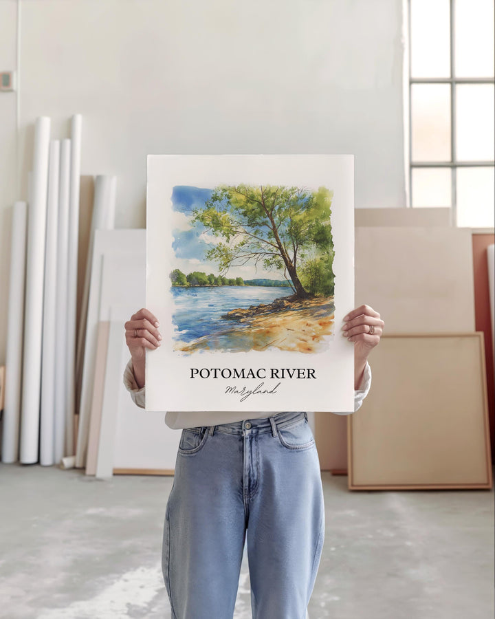 Potomac River Wall Art, Potomac MD Print, Maryland Watercolor Art, Potomac River Gift, Travel Print, Travel Poster, Housewarming Gift