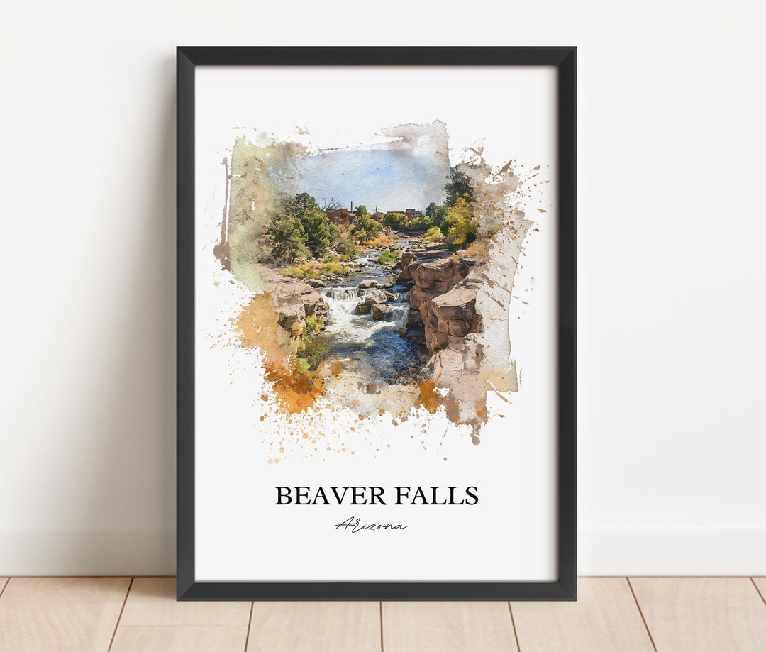 Beaver Falls Wall Art, Supai Print, Arizona Watercolor Art, Beaver Falls AZ Gift, Travel Print, Travel Poster, Housewarming Gift