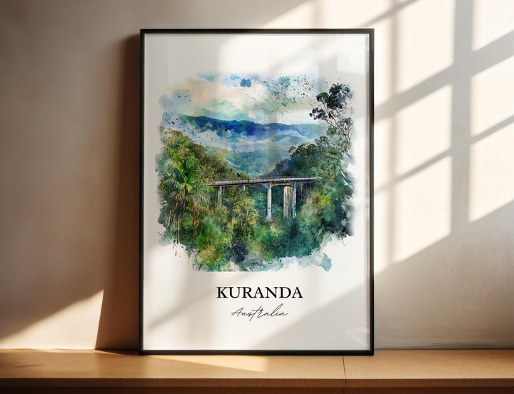 Kuranda Wall Art, Cairns Print, Queensland Watercolor Art, Kuranda Gift, Travel Print, Travel Poster, Housewarming Gift