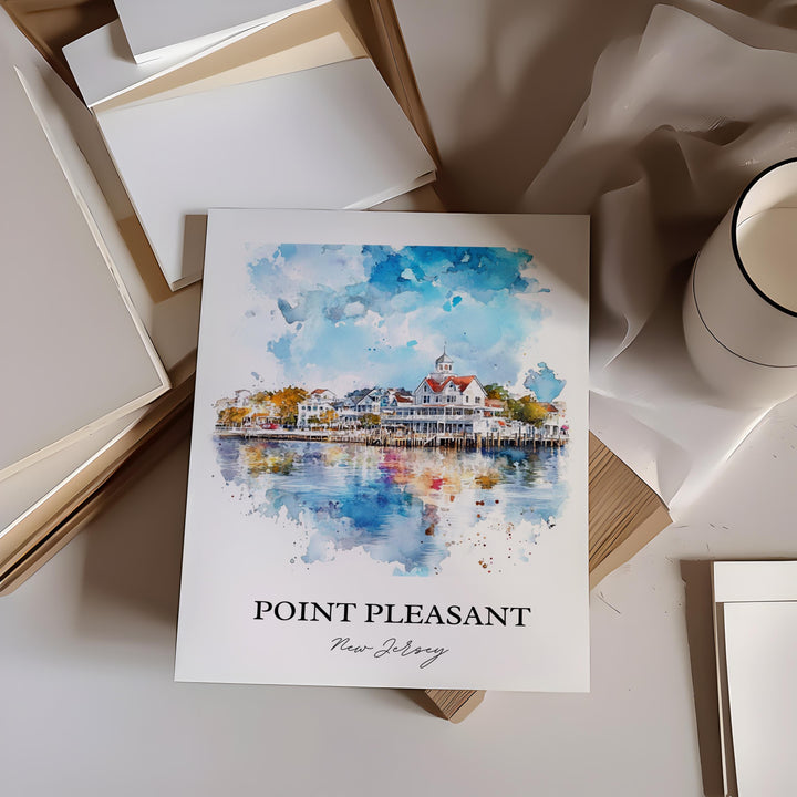 Point Pleasant Wall Art, Pt Pleasant Inlet Print, Jersey Shore Watercolor Art, NJ Beach Gift, Travel Print, Travel Poster, Housewarming Gift