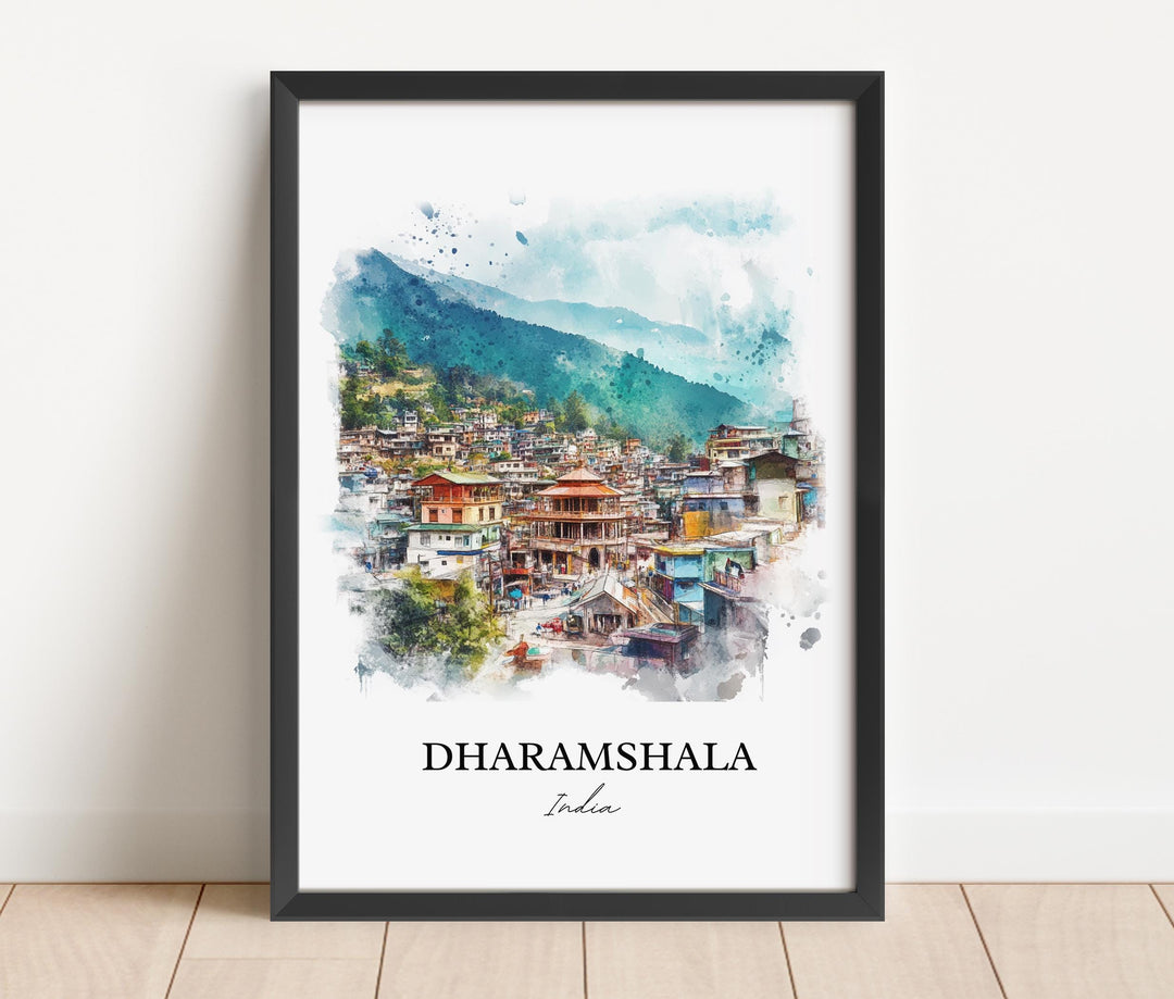 Dharamshala Wall Art, Himachal Pradesh Print, India Watercolor Art, Dharamshala Gift, Travel Print, Travel Poster, Housewarming Gift