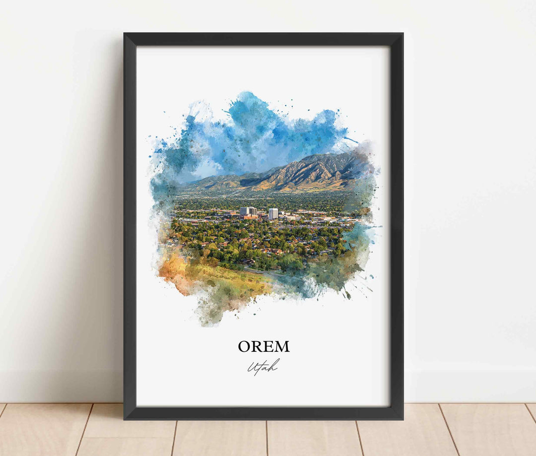 Orem Utah Wall Art, Orem Print, Orem Utah Watercolor Art, Provo Utah Gift, Travel Print, Travel Poster, Housewarming Gift