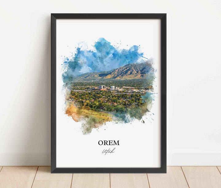 Orem Utah Wall Art, Orem Print, Orem Utah Watercolor Art, Provo Utah Gift, Travel Print, Travel Poster, Housewarming Gift
