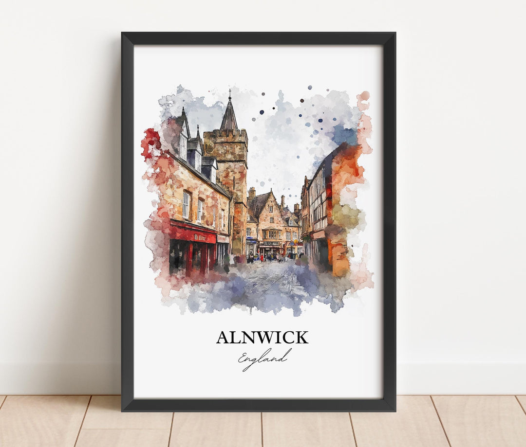 Alnwick Wall Art, Northumberland Print, England Watercolor Art, Alnwick England Gift, Travel Print, Travel Poster, Housewarming Gift