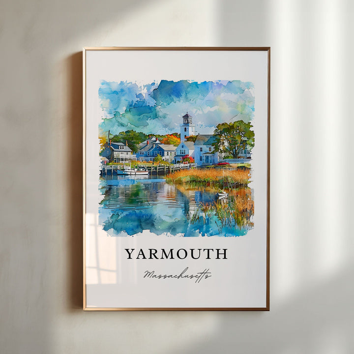 Yarmouth MA Wall Art, Barnstable County Print, Cape Cod Watercolor Art, Yarmouth Mass. Gift,