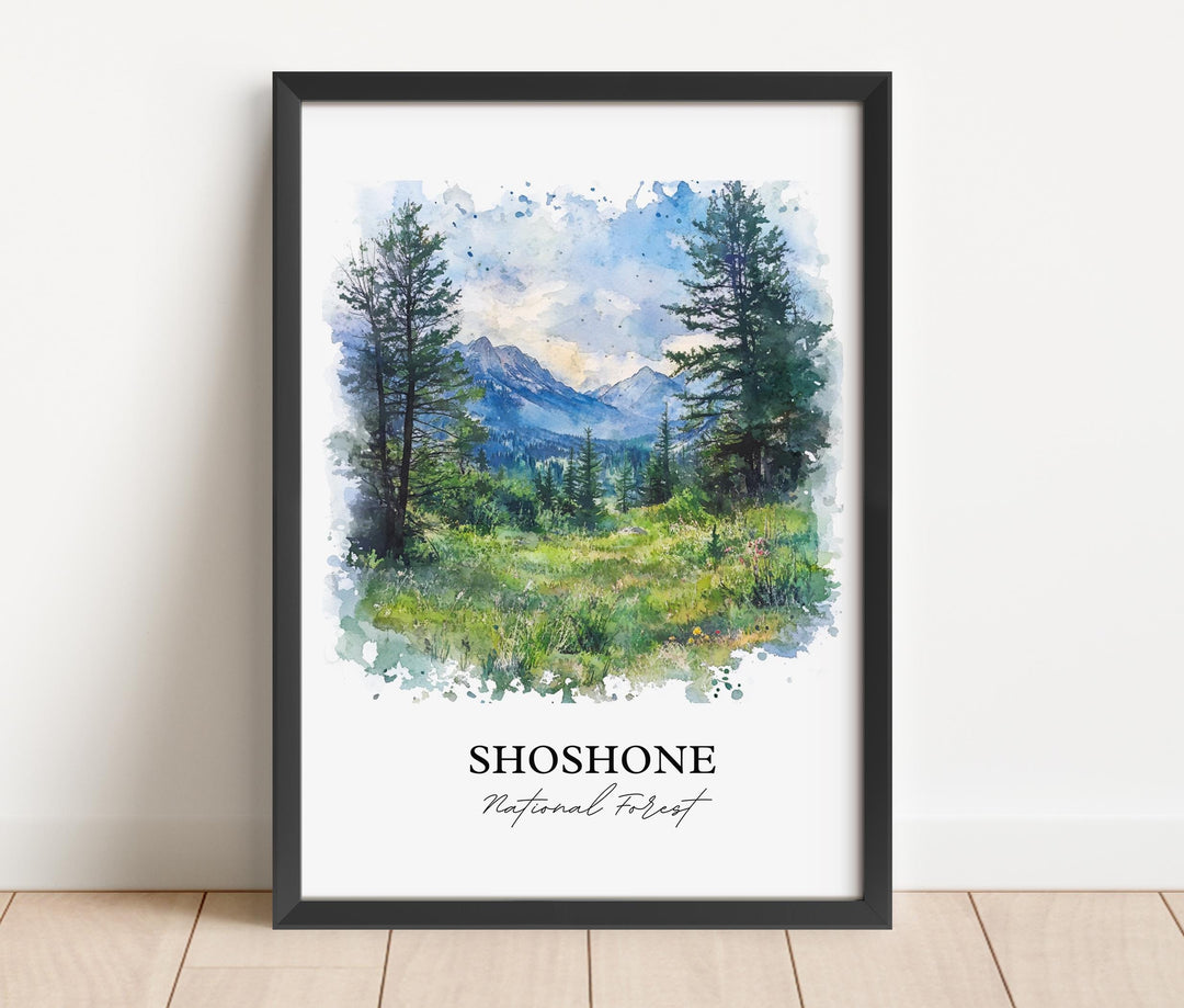 Shoshone National Forest Art, Cody Wyoming Print, Wyoming Watercolor Art, Shoshone WY Gift, Travel Print, Travel Poster, Housewarming Gift