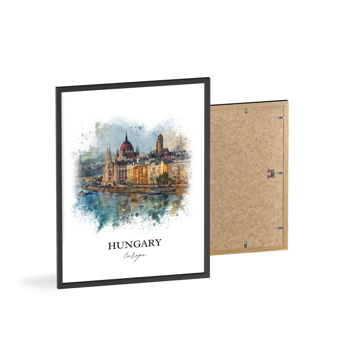 Hungary Wall Art, Hungary Print, Hungary Watercolor Art, Hungary Gift, Travel Print, Travel Poster, Housewarming Gift