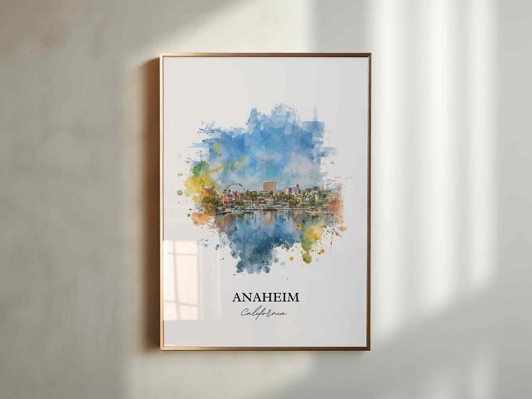 Anaheim CA Wall Art, Anaheim Print, Anaheim Watercolor Art, Anaheim California Gift, Travel Print, Travel Poster, Housewarming Gift