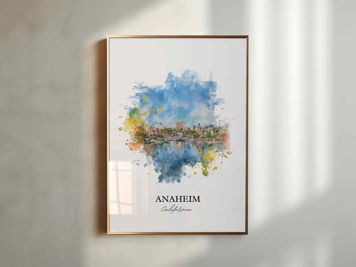 Anaheim CA Wall Art, Anaheim Print, Anaheim Watercolor Art, Anaheim California Gift, Travel Print, Travel Poster, Housewarming Gift