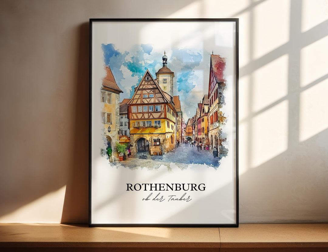 Rothenburg ob der Tauber Art, Bavaria Print, Germany Watercolor Art, Bavaria Region Gift, Travel Print, Travel Poster, Housewarming Gift