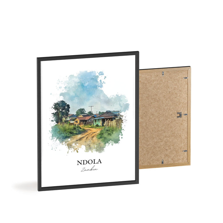 Ndola Wall Art, Zambia Print, Zambia Watercolor Art, Ndola Zambia Gift, Travel Print, Travel Poster, Housewarming Gift
