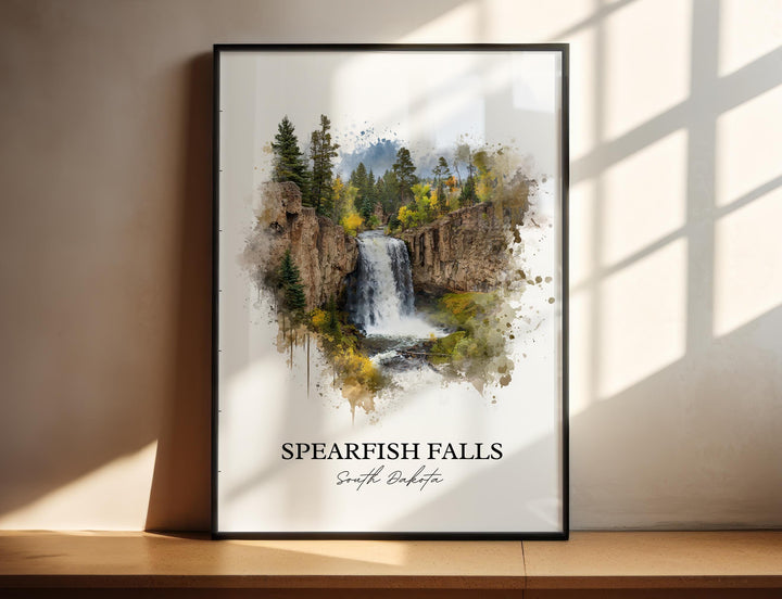 Spearfish Falls Wall Art, Spearfish Canyon Print, South Dakota Artwork, Spearfish Falls Gift, Travel Print, Travel Poster, Housewarming Gift