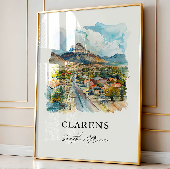 Clarens South Africa Art, Clarens Print, Clarens SA Watercolor, Maluti Mountains Gift,