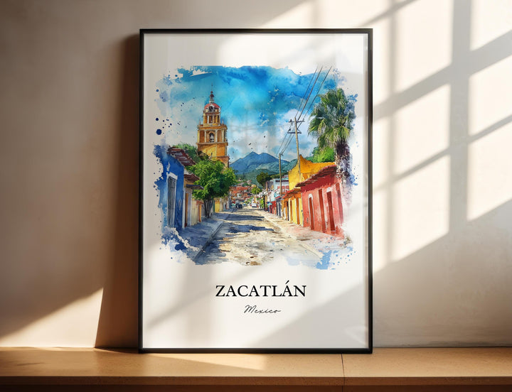 Zacatlán Wall Art, Puebla Mexico Print, Mexico Watercolor Art, Zacatlán Mexico Gift, Travel Print, Travel Poster, Housewarming Gift