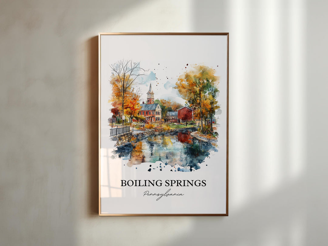 Boiling Springs PA Wall Art, Cumberland County Print, PA Watercolor, Boiling Springs Gift, Travel Print, Travel Poster, Housewarming Gift