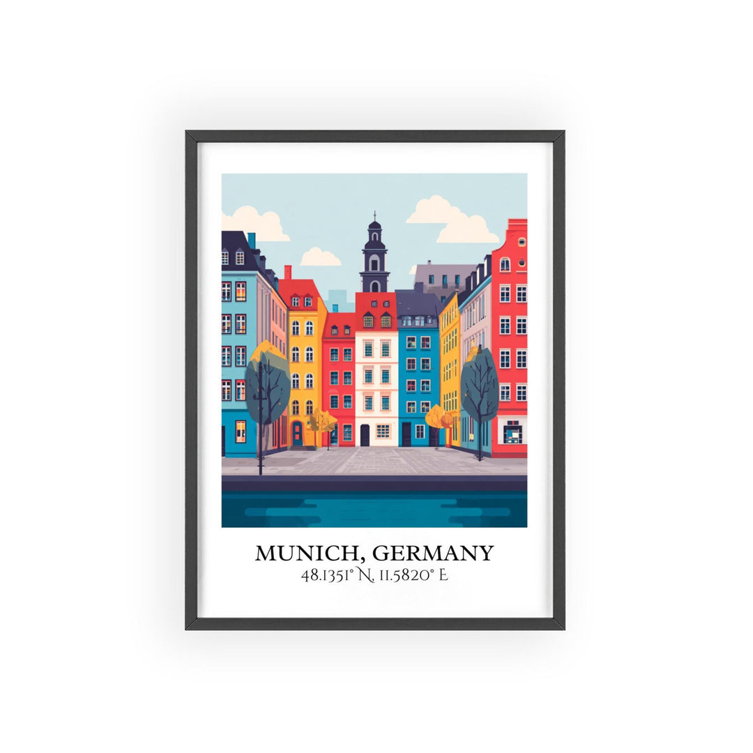 Munich Art, Munich Retro Travel Art, Munich Home Decor, Munich Gift, Munich Germany Travel Art, Travel Prints, Housewarming Gift