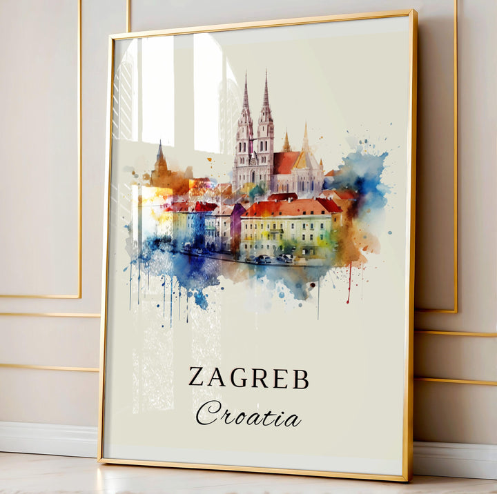 Zagreb Croatia wall art - Croatia, Zagreb poster, Zagreb Wedding gift, Zagreb Birthday present, Custom Text, Personalised Gift