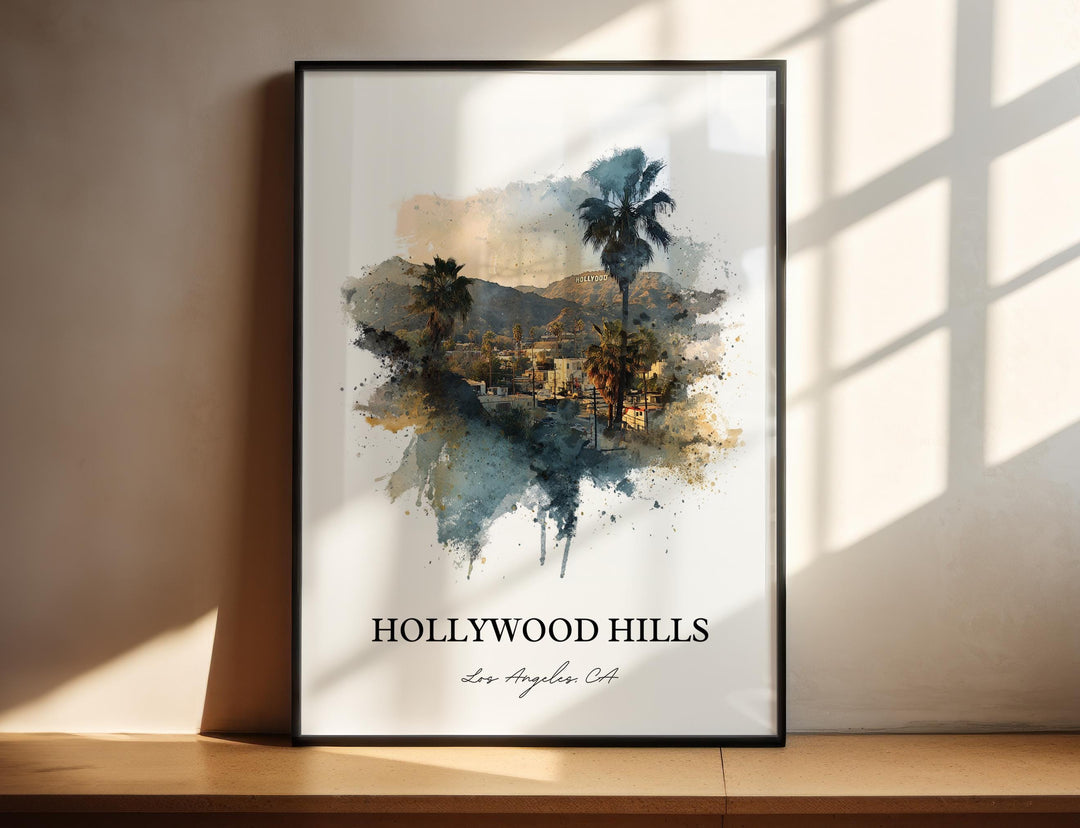 Hollywood Hills, California – Watercolor Art Print