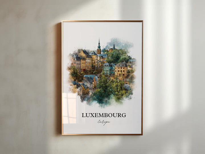 Luxembourg Wall Art, Luxembourg Print, Luxembourg Watercolor Art, Europe Gift, Travel Print, Travel Poster, Housewarming Gift