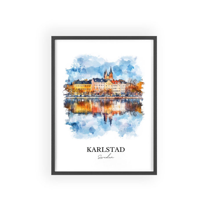 Karlstad Travel Print Wall Art Karlstad Wall Hanging Home Décor Karlstad Gift Art Lovers Sweden Art Lover Gift Karlstad Poster
