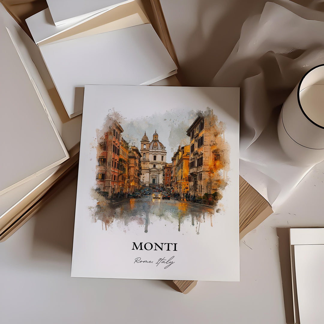 Monti Rome, Italy – Watercolor Art Print