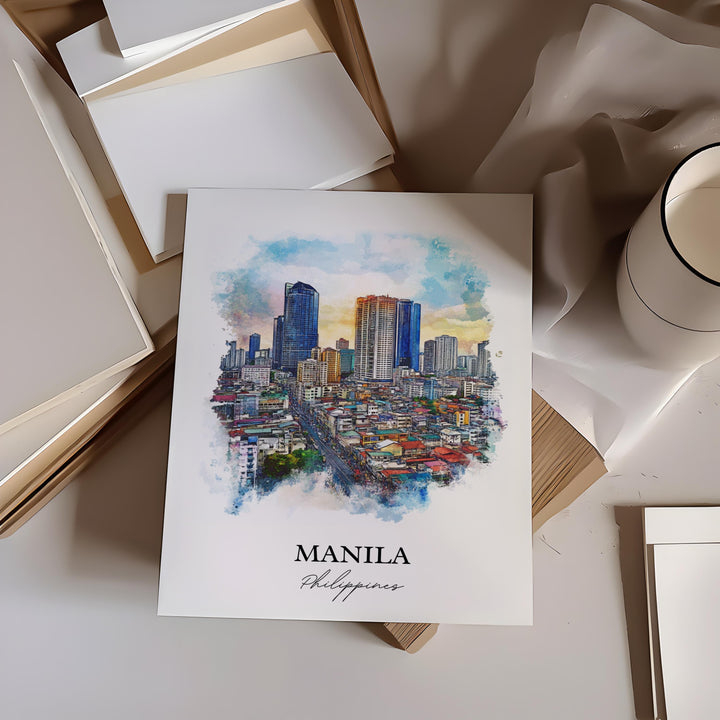 Manila Wall Art, Manila Print, Philippines Watercolor Art, Manila Philippines Gift, Travel Print, Travel Poster, Housewarming Gift
