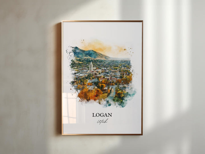 Logan Utah Wall Art, Cache County Print, Utah Watercolor Art, Logan Utah Gift, Travel Print, Travel Poster, Housewarming Gift