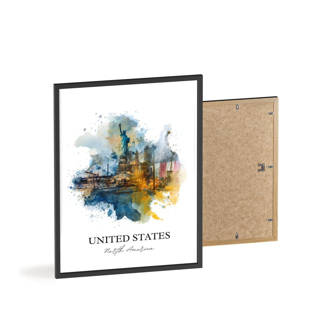 United States Art, United States Print, USA Watercolor Art, United States of America Gift, Travel Print, Travel Poster, Housewarming Gift