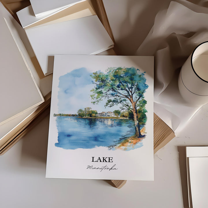 Lake Minnetonka Wall Art, Minneapolis Print, Minnesota Watercolor Art, Lake Minnetonka Gift, Travel Print, Travel Poster, Housewarming Gift