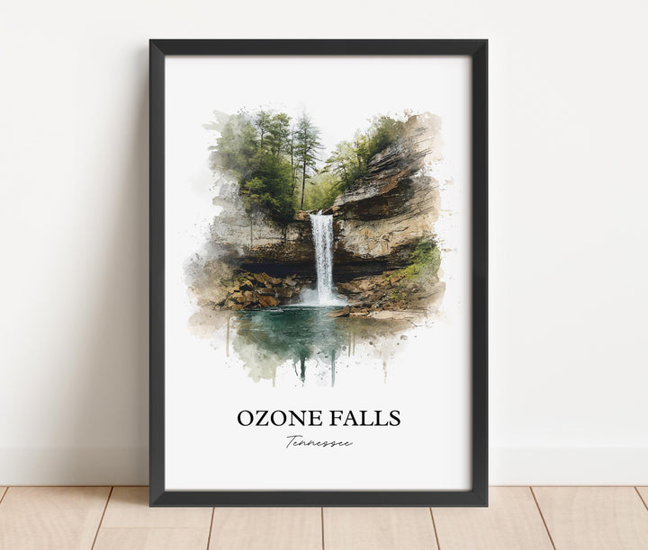 Ozone Falls Wall Art, Ozone Falls Print, Tennessee Watercolor Art, Ozone Falls TN Gift, Travel Print, Travel Poster, Housewarming Gift