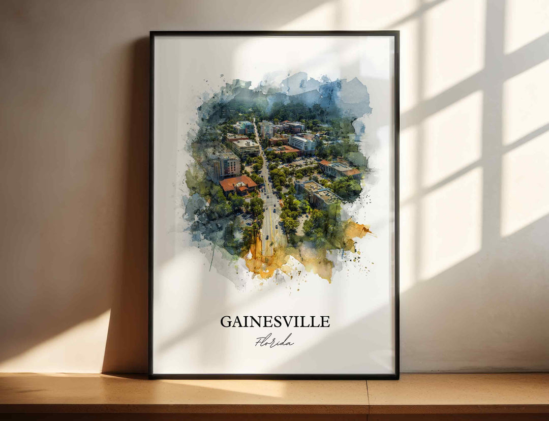 Gainesville, Florida – Watercolor Art Print