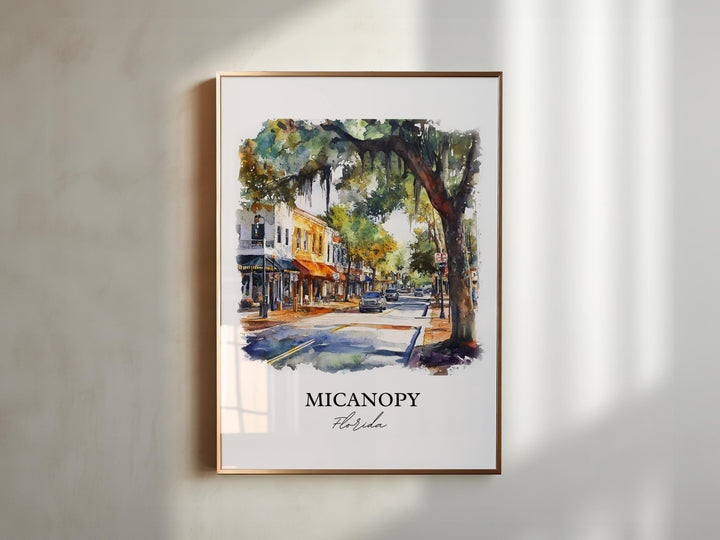 Micanopy FL Wall Art, Micanopy Print, Gainesville FL Watercolor Art, Alachua County FL Gift, Travel Print, Travel Poster, Housewarming Gift